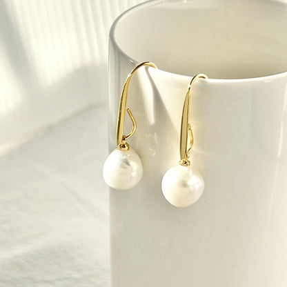 Baroque Pearl Gold Hoop Dangle Earrings,Dainty Edison Pearl Teardrop Hook Earrings,Minimalist Drop Earrings,Wedding Jewelry,Birthday Gifts