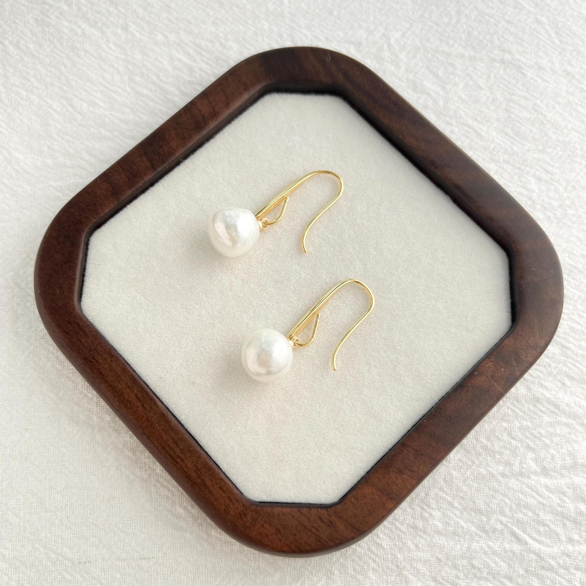 Baroque Pearl Gold Hoop Dangle Earrings,Dainty Edison Pearl Teardrop Hook Earrings,Minimalist Drop Earrings,Wedding Jewelry,Birthday Gifts