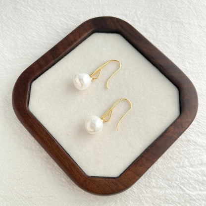 Baroque Pearl Gold Hoop Dangle Earrings,Dainty Edison Pearl Teardrop Hook Earrings,Minimalist Drop Earrings,Wedding Jewelry,Birthday Gifts