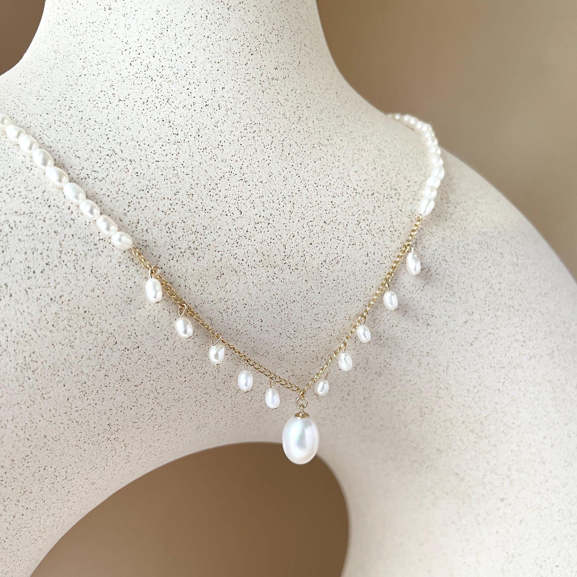 Dainty Freshwater Baroque Pearl Beaded Gold Necklace,Minimalist Boho Beads Necklace,Wedding Bridal Jewelry,Bridesmaid Gift,Gift For Her