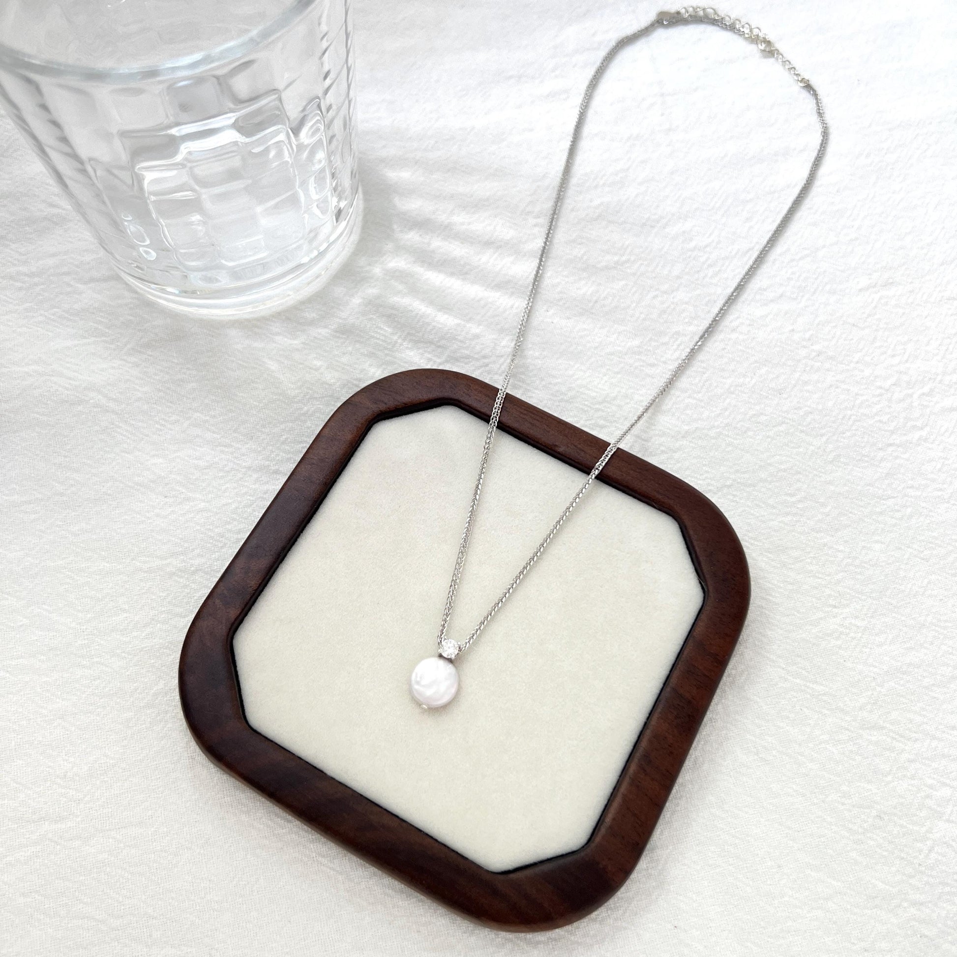 Silver Dainty Baroque Coin Pearl Necklace,CZ Tiny Pearl Necklace,Minimalist Everyday Jewelry,Bridal Necklace,Bridesmaid Gifts,Birthday Gifts