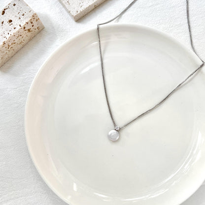 Silver Dainty Baroque Coin Pearl Necklace,CZ Tiny Pearl Necklace,Minimalist Everyday Jewelry,Bridal Necklace,Bridesmaid Gifts,Birthday Gifts