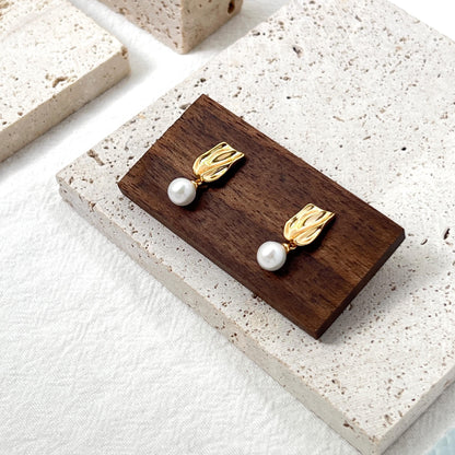 Dainty Freshwater Pearl Dangling Earrings,Minimalist Gold Drop Earrings,Everyday Dangle Earrings,Wedding Jewelry,Birthday Gift For Her