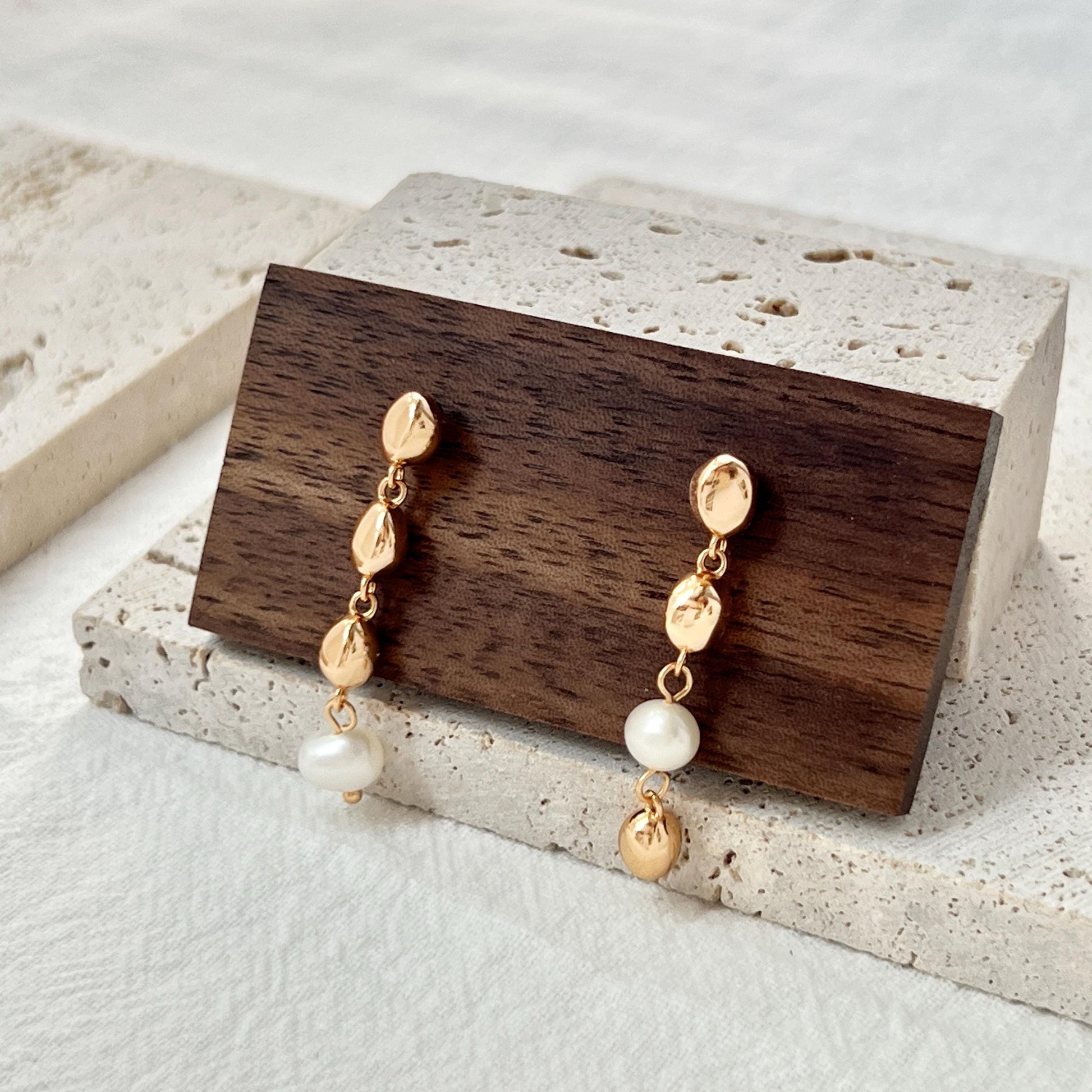 18K Gold Freshwater Pearl Beads Dangling Earrings,Dainty Teardrop Earrings,Minimalist Daily Earrings,Wedding Jewelry,Birthday Gifts For Her