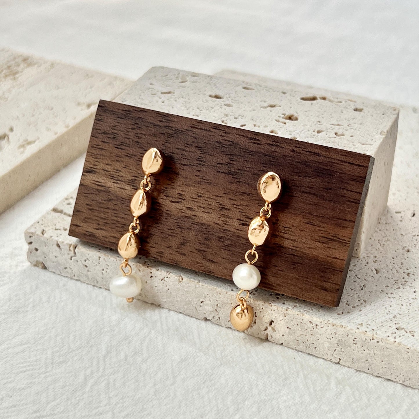 18K Gold Freshwater Pearl Beads Dangling Earrings,Dainty Teardrop Earrings,Minimalist Daily Earrings,Wedding Jewelry,Birthday Gifts For Her