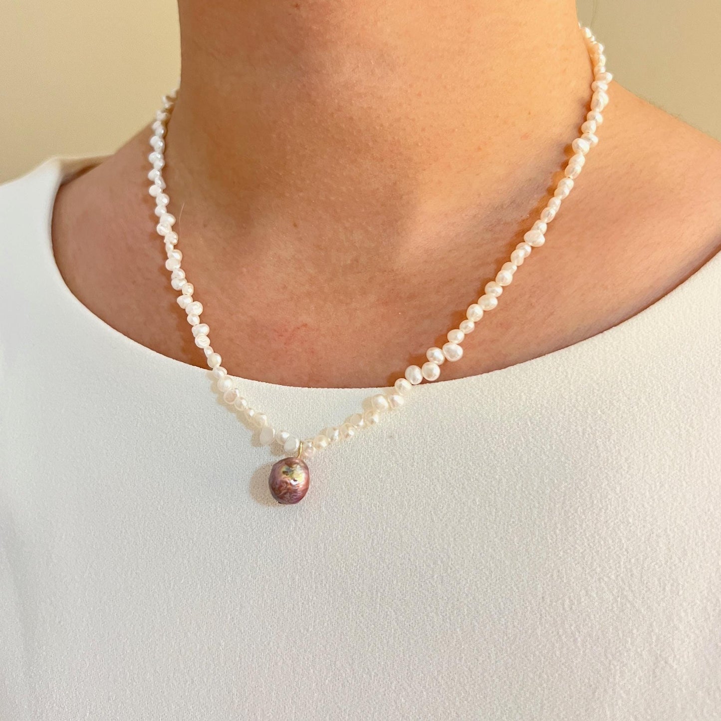 Dainty Freshwater Baroque Pearl Beaded Zigzag Necklace,Minimalist Dainty Interlaced Pearl Bead Choker,Wedding Bridal Jewelry,Birthday Gifts