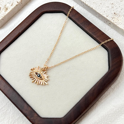 18K Gold Black CZ Evil Eye Necklace,Dainty Trendy Protection Amulet Necklace,Minimalist Everyday Good Luck Jewelry,Birthday Gifts For Her