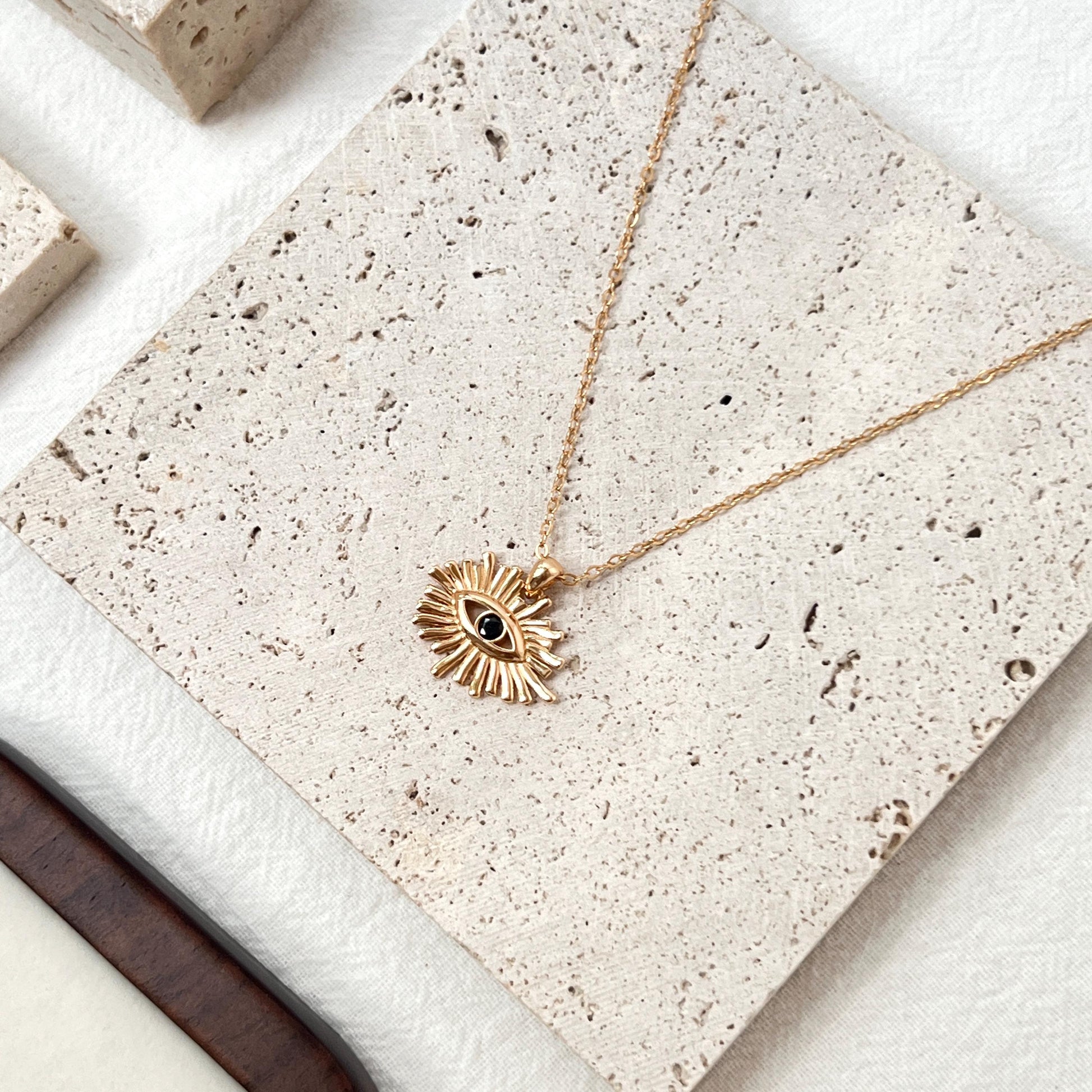 18K Gold Black CZ Evil Eye Necklace,Dainty Trendy Protection Amulet Necklace,Minimalist Everyday Good Luck Jewelry,Birthday Gifts For Her