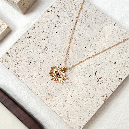 18K Gold Black CZ Evil Eye Necklace,Dainty Trendy Protection Amulet Necklace,Minimalist Everyday Good Luck Jewelry,Birthday Gifts For Her