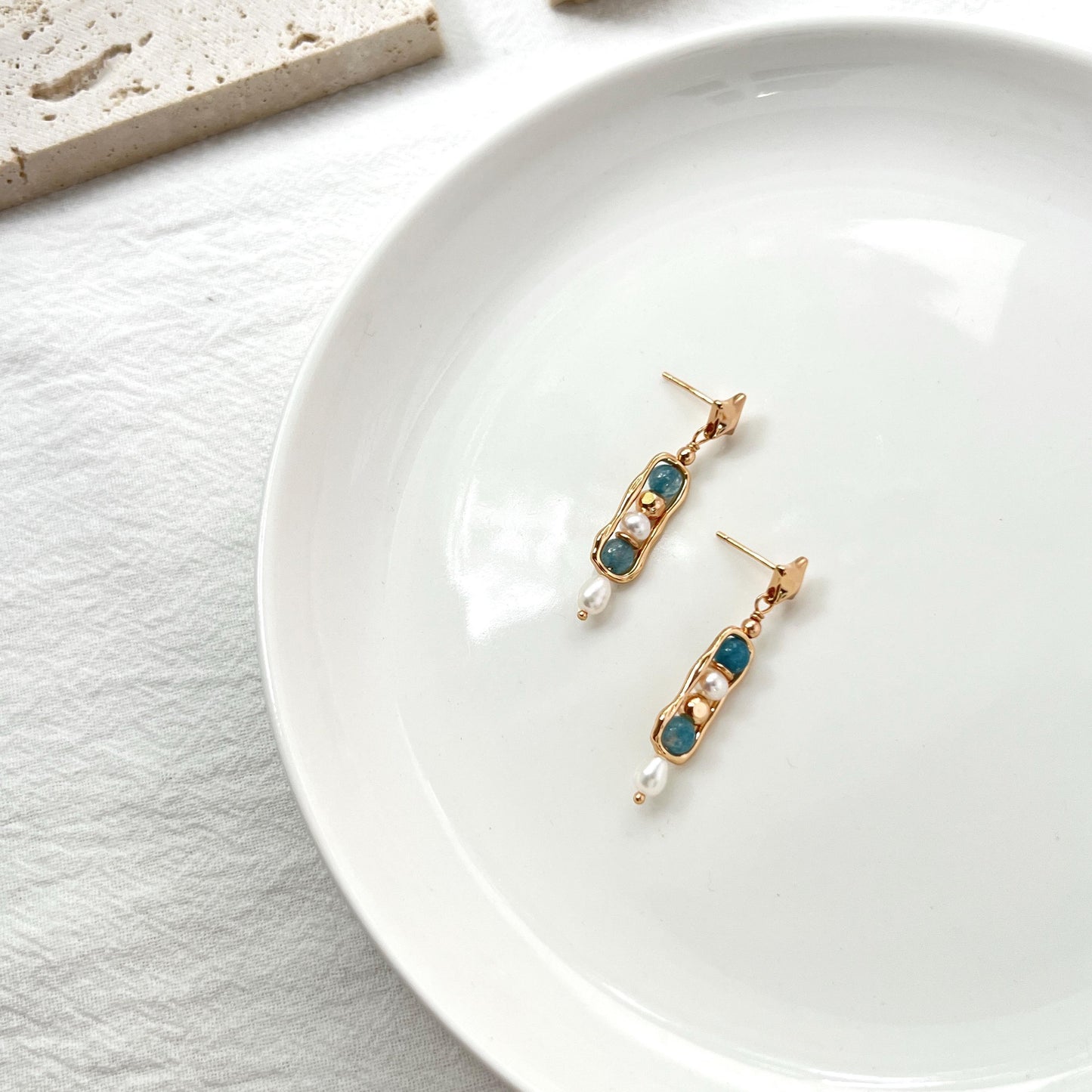 18K Gold Star Freshwater Pearl Gemstone Dangling Earrings,Dainty Blue Stone Drop Earrings,Minimalist Earrings Dangle,Birthday Gifts For Her