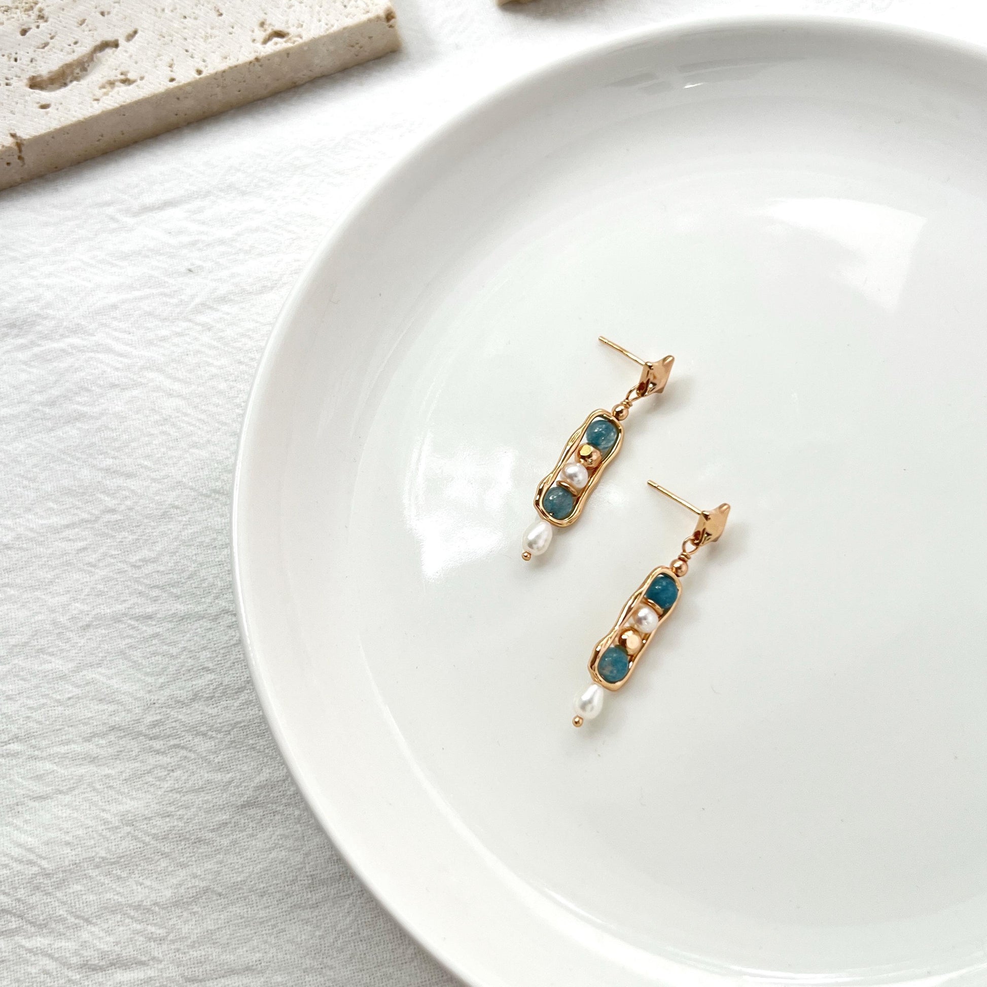 18K Gold Star Freshwater Pearl Gemstone Dangling Earrings,Dainty Blue Stone Drop Earrings,Minimalist Earrings Dangle,Birthday Gifts For Her