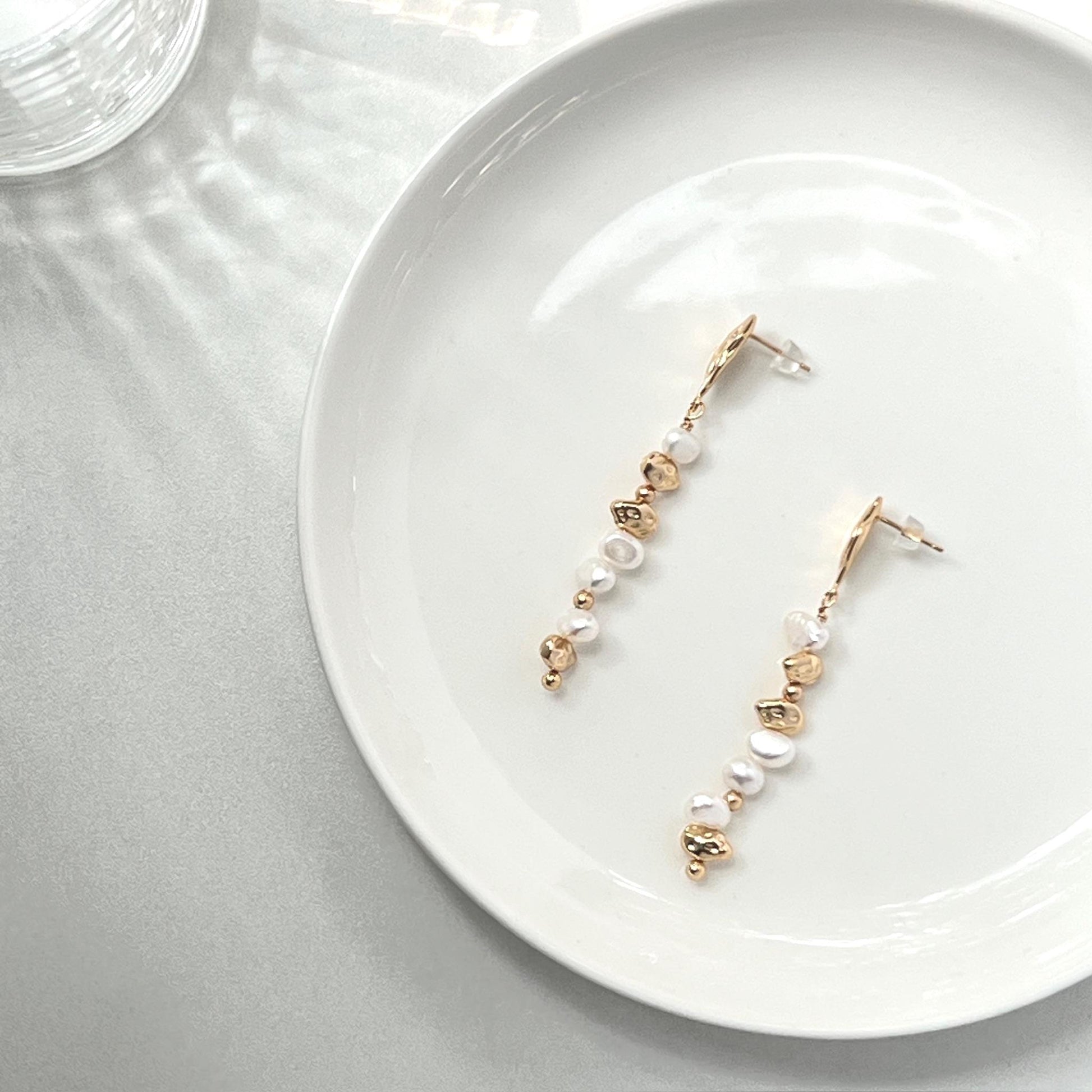 18K Gold Real Freshwater Baroque Pearl Drop Earrings,Dainty Vintage Pearl Earrings,Long Dangling Pearl Earrings,Bridal Bridesmaid Jewelry