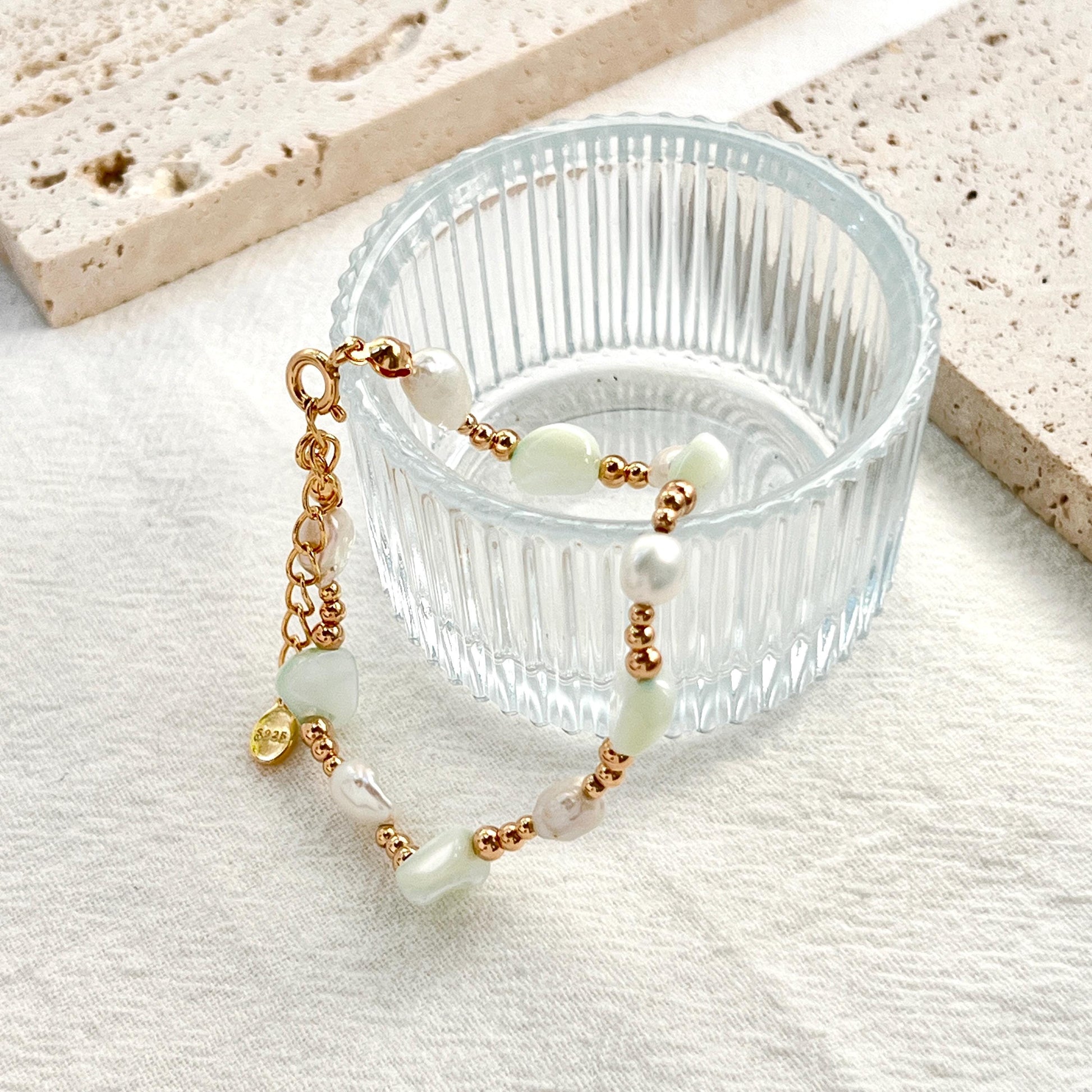 18K Gold Dainty Baroque Pearl Shell Bracelets,Minimalist Everyday Bead Bracelet,Wedding Bridal Jewelry,Bridesmaid Gift,Birthday Gift For Her