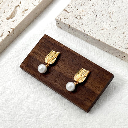 Dainty Freshwater Pearl Dangling Earrings,Minimalist Gold Drop Earrings,Everyday Dangle Earrings,Wedding Jewelry,Birthday Gift For Her