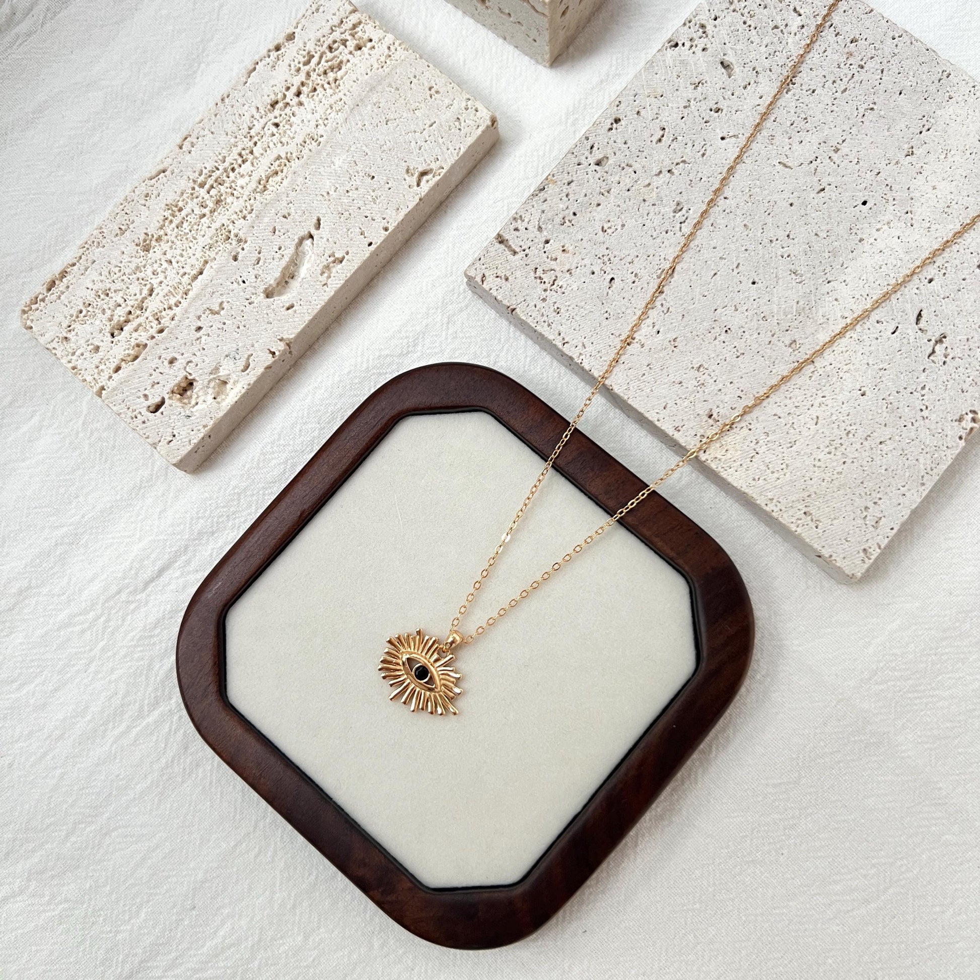 18K Gold Black CZ Evil Eye Necklace,Dainty Trendy Protection Amulet Necklace,Minimalist Everyday Good Luck Jewelry,Birthday Gifts For Her