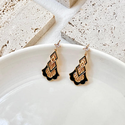 18K Vintage Gold Dainty Green Enamel Tree Dangling Earrings,Minimalist Gold Forest Drop Earrings,Christmas Earrings,Birthday Gifts For Her