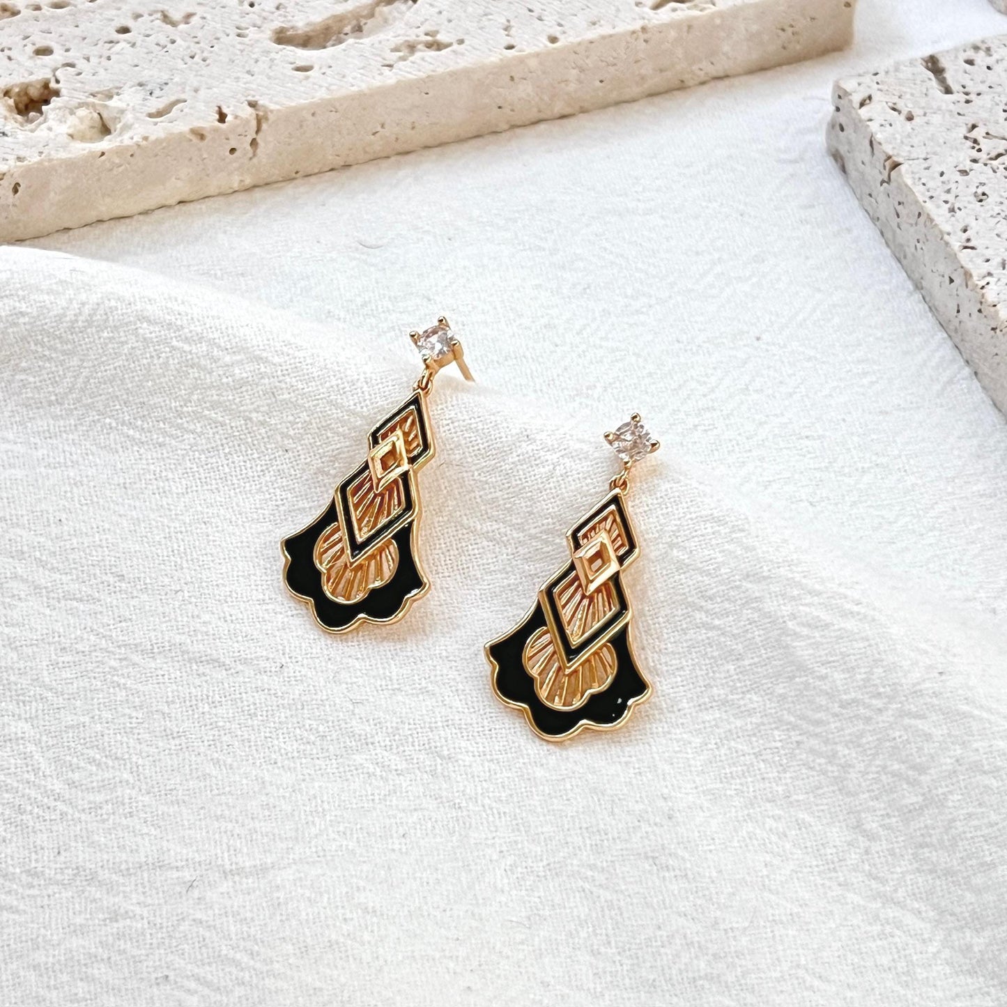 18K Vintage Gold Dainty Green Enamel Tree Dangling Earrings,Minimalist Gold Forest Drop Earrings,Christmas Earrings,Birthday Gifts For Her