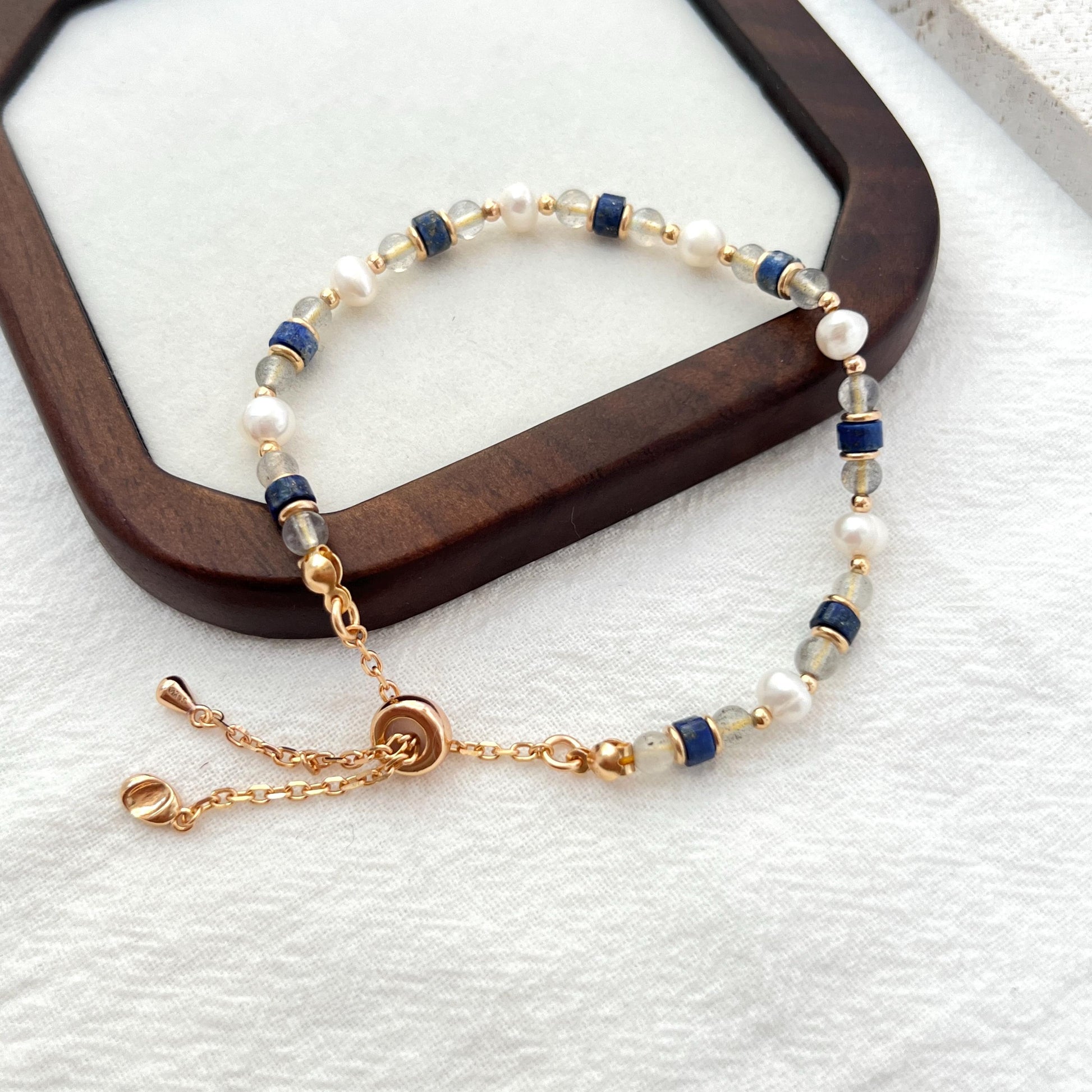 Dainty Baroque Pearl Lapis Lazuli Moonstone Beaded Bracelet,Minimalist Everyday Natural Gemstone Bead Bracelet,Birthday Gifts For Her