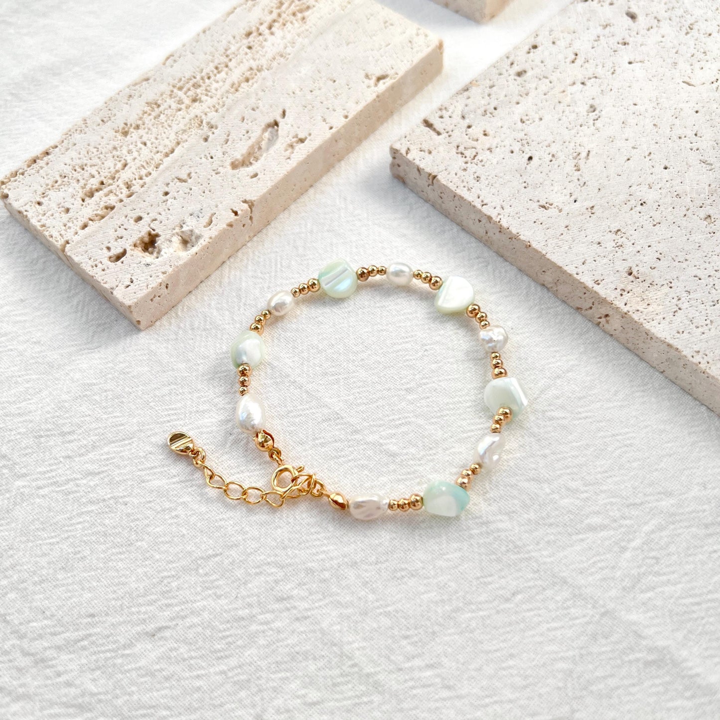 18K Gold Dainty Baroque Pearl Shell Bracelets,Minimalist Everyday Bead Bracelet,Wedding Bridal Jewelry,Bridesmaid Gift,Birthday Gift For Her