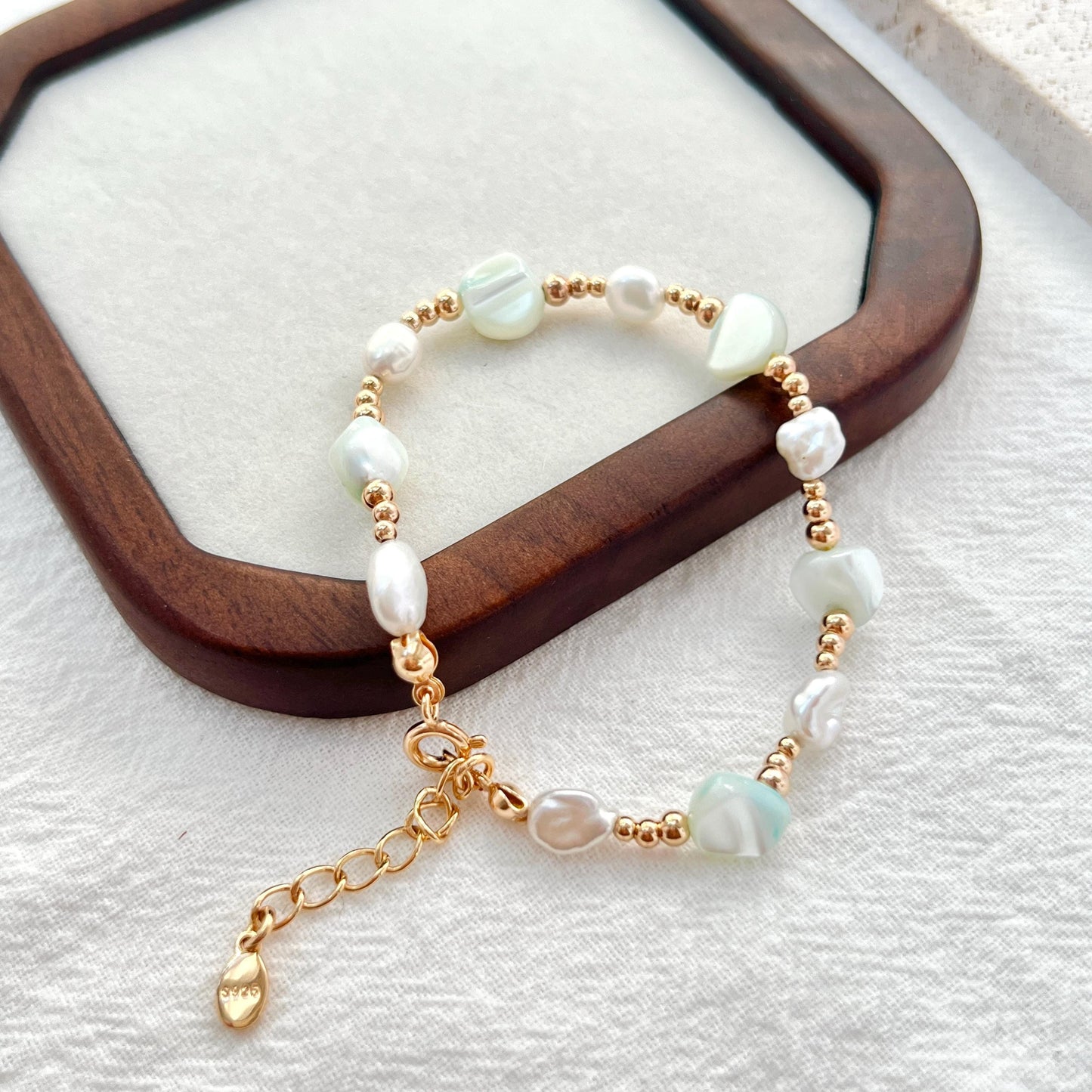 18K Gold Dainty Baroque Pearl Shell Bracelets,Minimalist Everyday Bead Bracelet,Wedding Bridal Jewelry,Bridesmaid Gift,Birthday Gift For Her