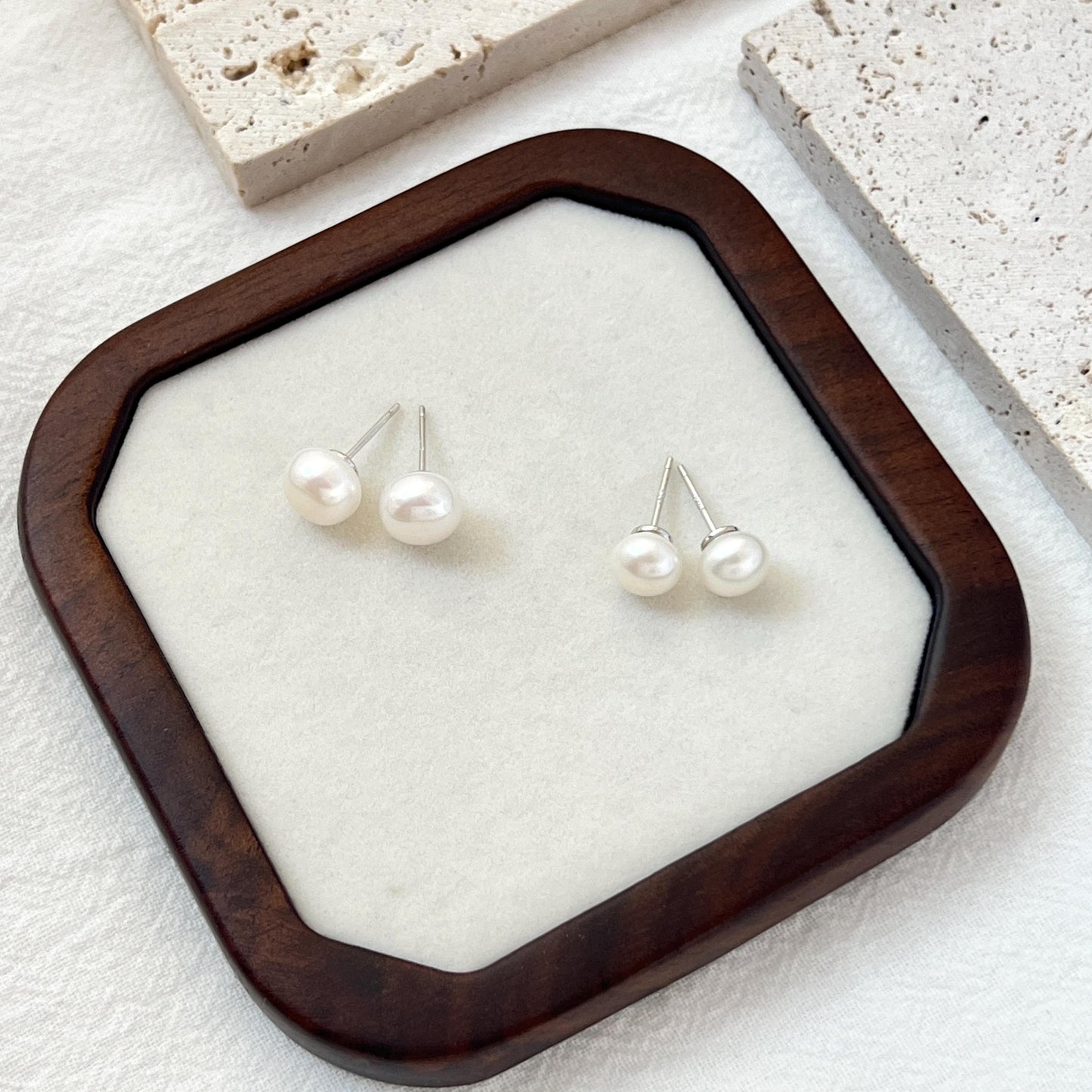 Freshwater Pearl Stud Earrings,Minimalist Sterling Silver Pearl Earrings Stud,Dainty Everyday Pearl Earrings,Wedding Jewelry,Birthday Gifts