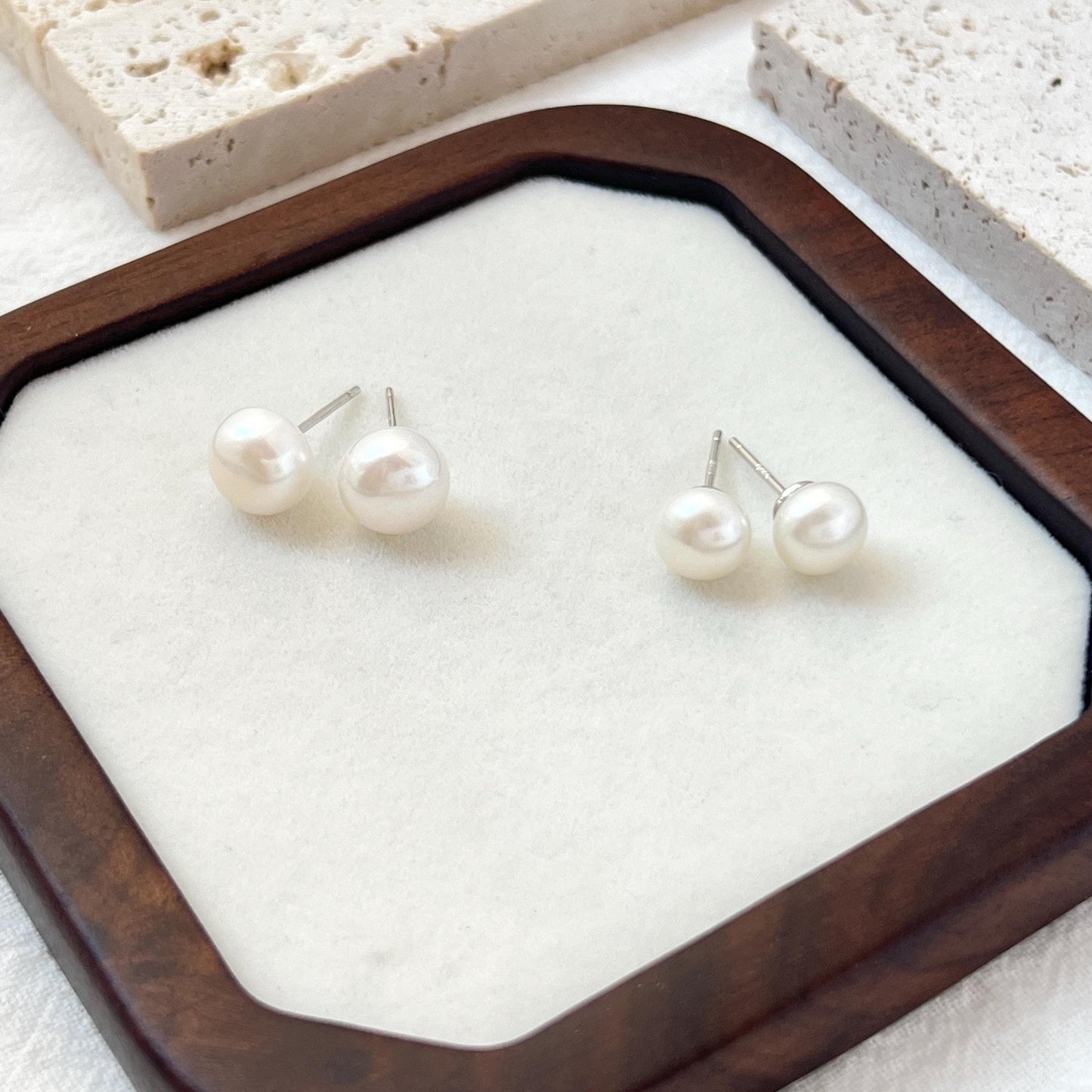 Freshwater Pearl Stud Earrings,Minimalist Sterling Silver Pearl Earrings Stud,Dainty Everyday Pearl Earrings,Wedding Jewelry,Birthday Gifts