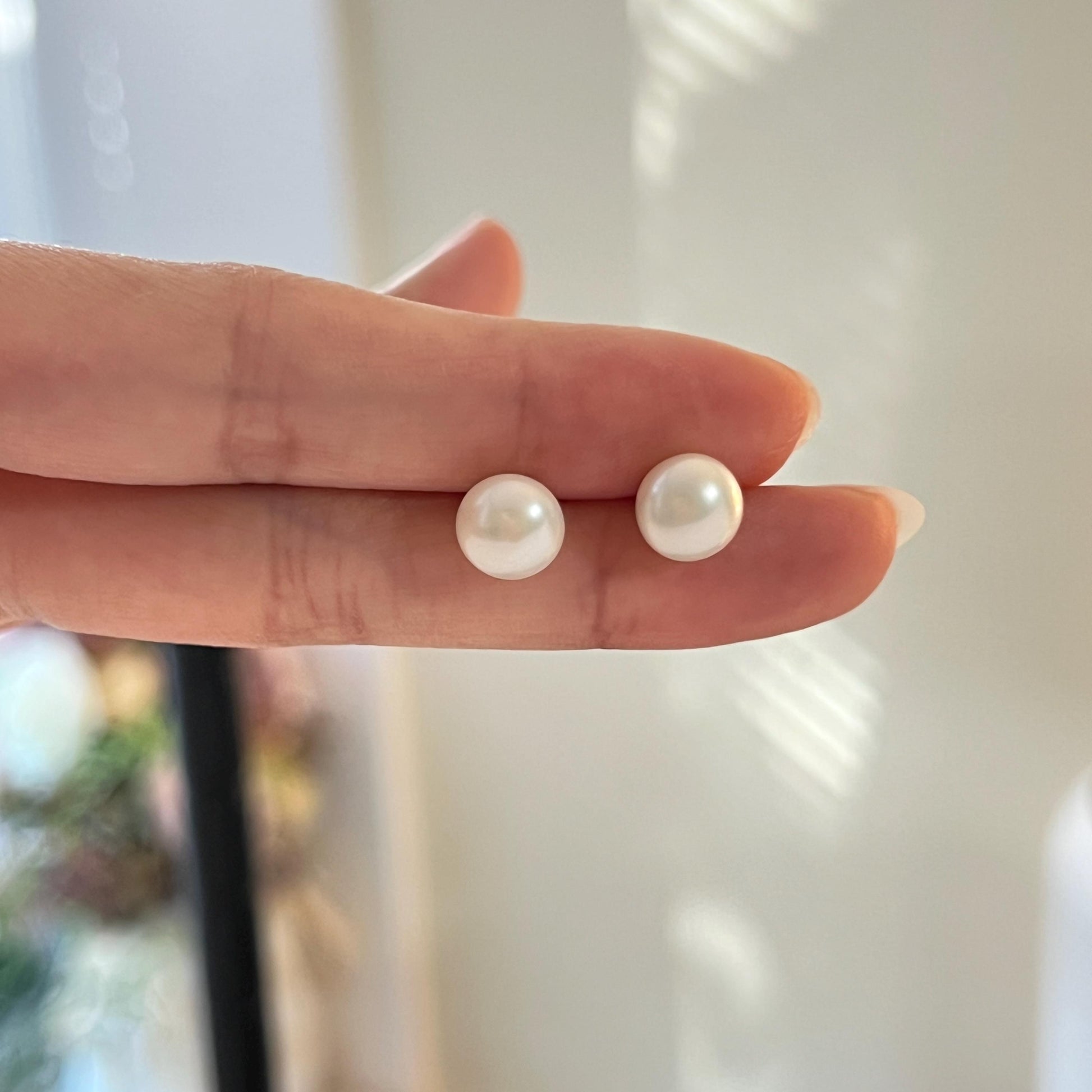 Freshwater Pearl Stud Earrings,Minimalist Sterling Silver Pearl Earrings Stud,Dainty Everyday Pearl Earrings,Wedding Jewelry,Birthday Gifts