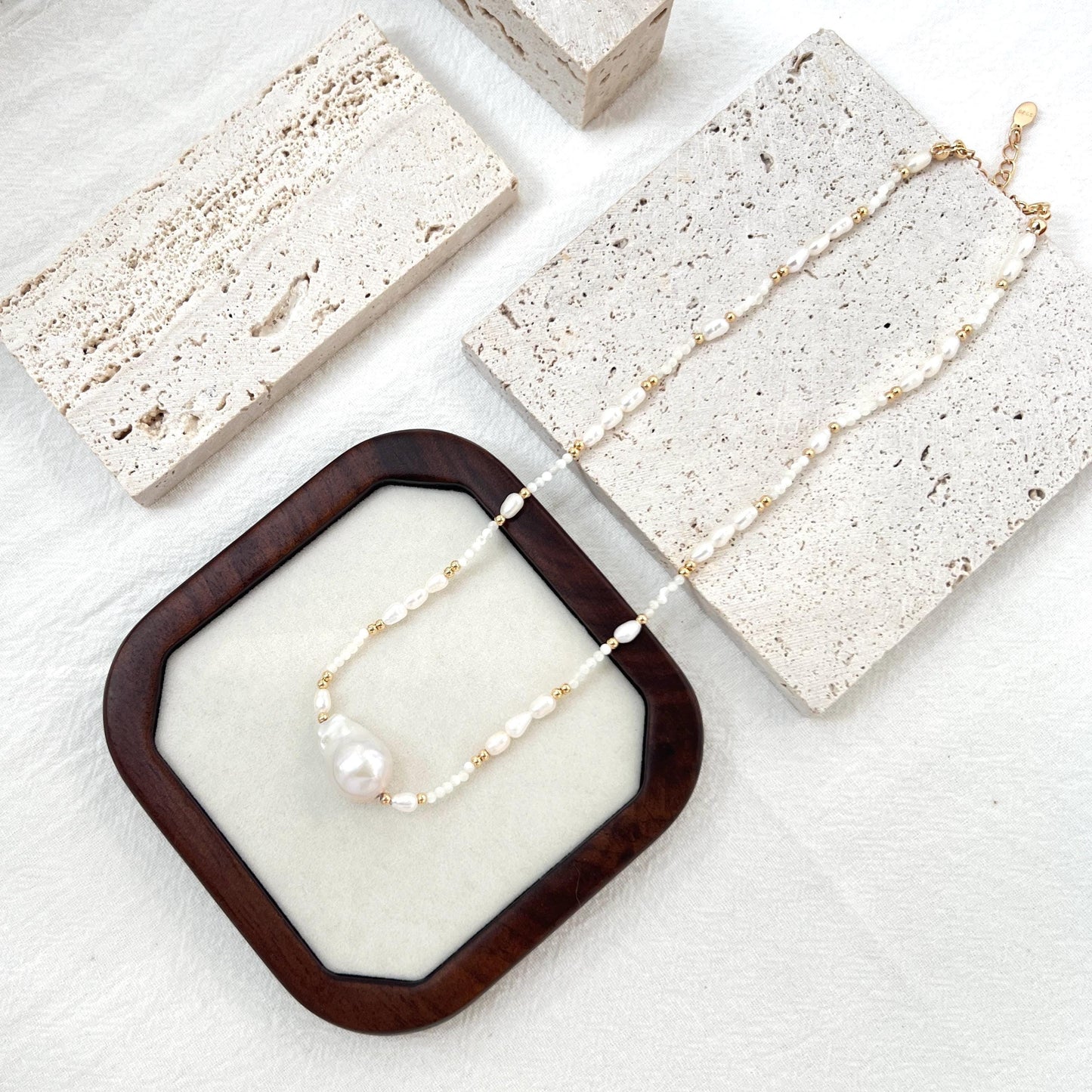 18K Vintage Gold Baroque Pearl Choker Necklace,Minimalist Wedding Bridal Jewelry,Dainty Pearl Beaded Necklace,Bridesmaid Gift,Birthday Gift