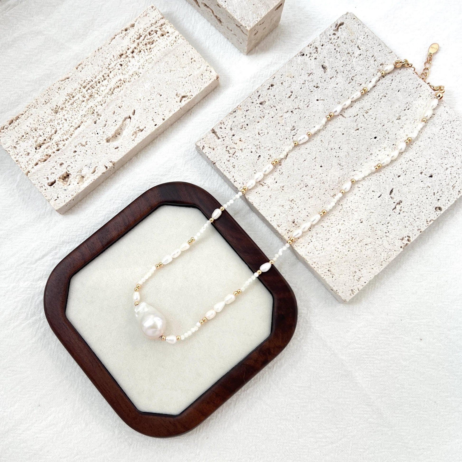 18K Vintage Gold Baroque Pearl Choker Necklace,Minimalist Wedding Bridal Jewelry,Dainty Pearl Beaded Necklace,Bridesmaid Gift,Birthday Gift