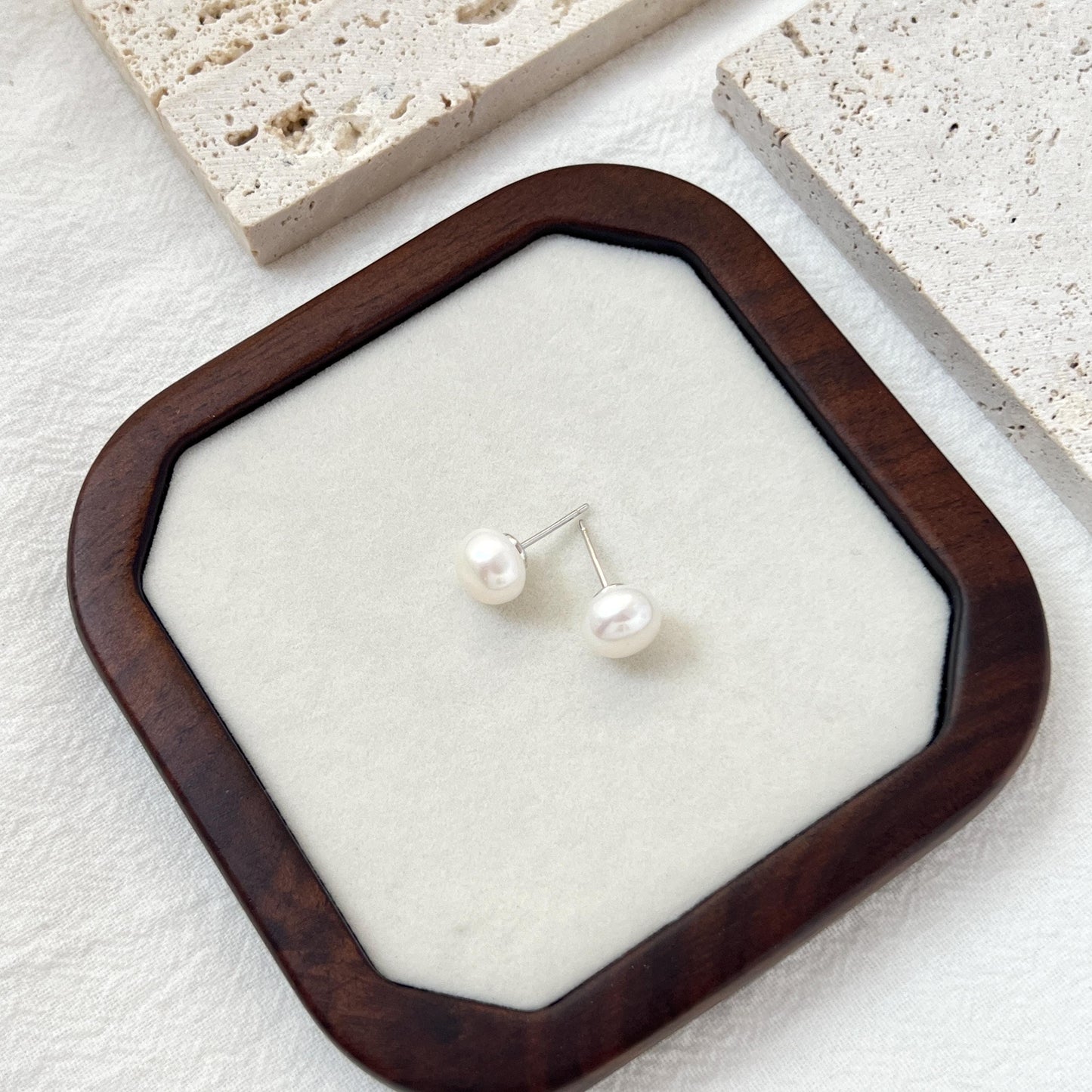 Freshwater Pearl Stud Earrings,Minimalist Sterling Silver Pearl Earrings Stud,Dainty Everyday Pearl Earrings,Wedding Jewelry,Birthday Gifts