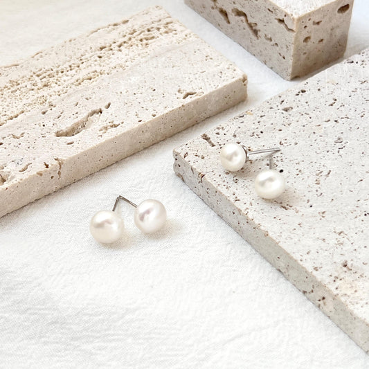 Freshwater Pearl Stud Earrings,Minimalist Sterling Silver Pearl Earrings Stud,Dainty Everyday Pearl Earrings,Wedding Jewelry,Birthday Gifts