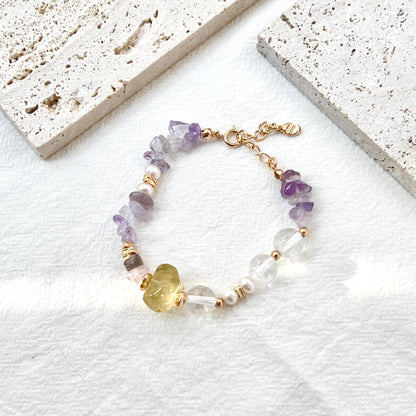 Multicolor Crystal Beaded Bracelet,Natural Gemstone Bracelet,Dainty Minimalist Everyday Lucky Jewelry,Christmas Gifts,Birthday Gifts For Her