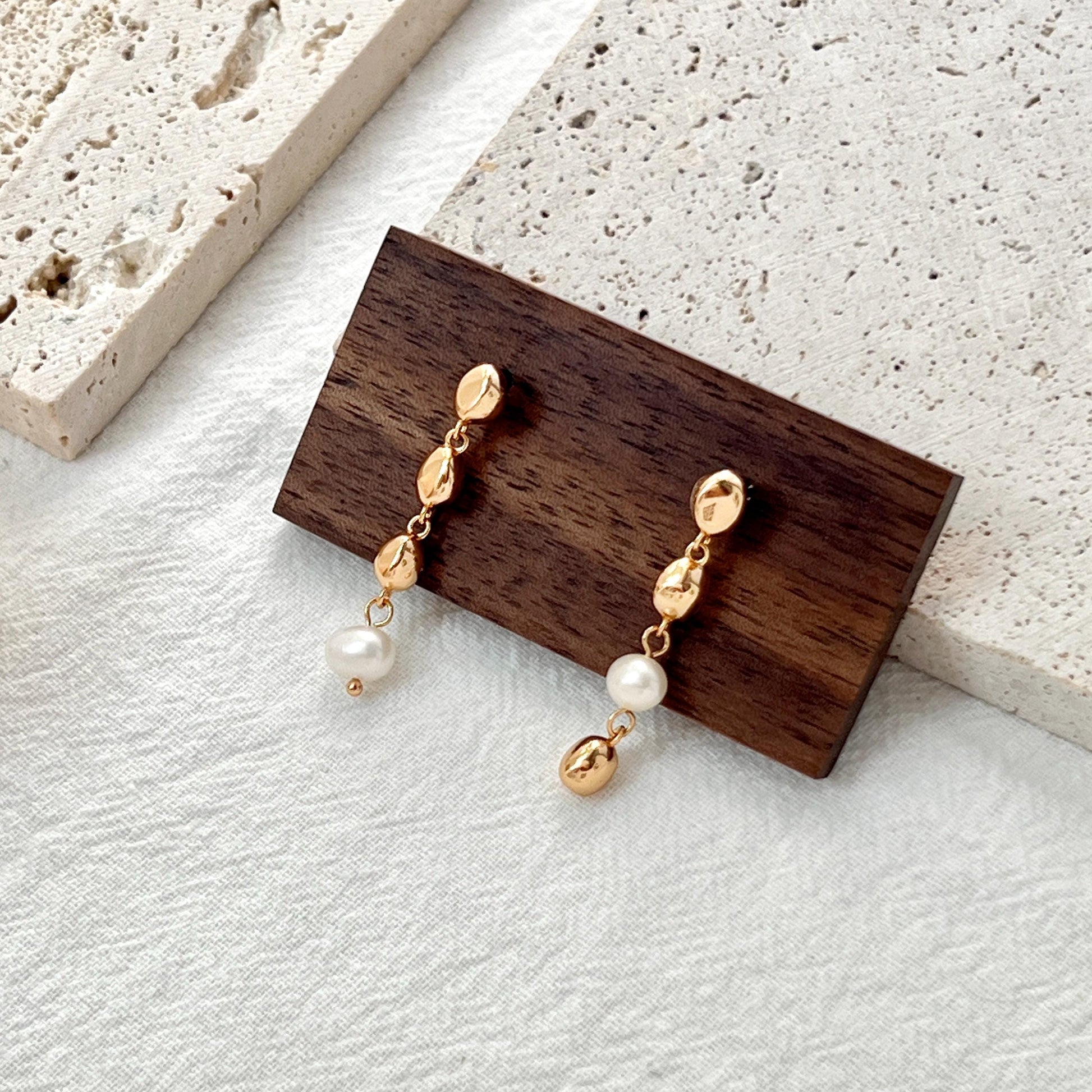 18K Gold Freshwater Pearl Beads Dangling Earrings,Dainty Teardrop Earrings,Minimalist Daily Earrings,Wedding Jewelry,Birthday Gifts For Her