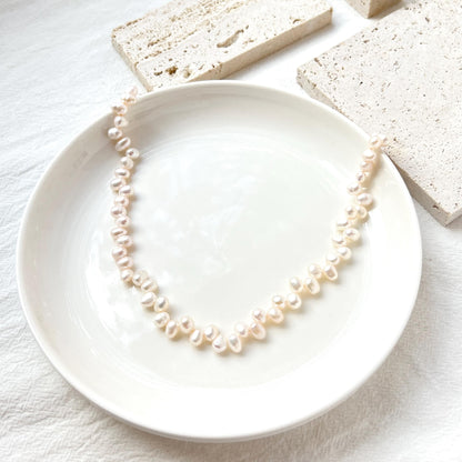 18K Gold Dainty Baroque Pearl Beaded Wedding Choker Necklace,Minimalist Elegant Bridal Jewelry,Bridesmaid Gift,Christmas Gift,Birthday Gift