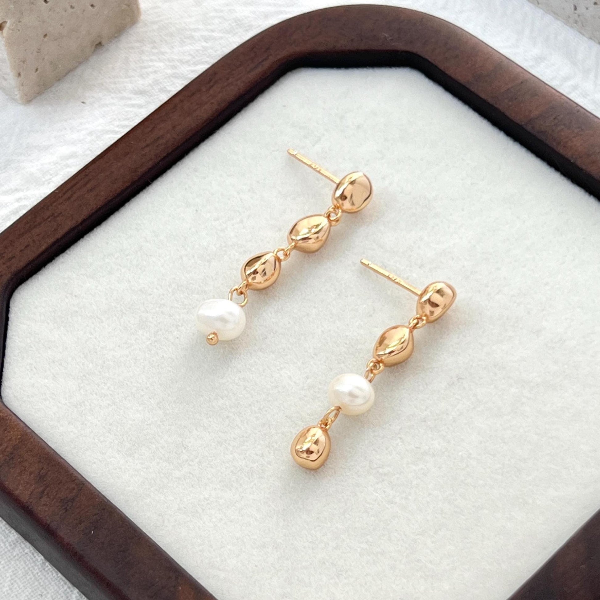18K Gold Freshwater Pearl Beads Dangling Earrings,Dainty Teardrop Earrings,Minimalist Daily Earrings,Wedding Jewelry,Birthday Gifts For Her