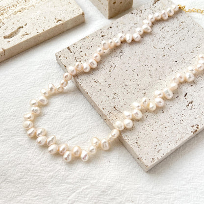 18K Gold Dainty Baroque Pearl Beaded Wedding Choker Necklace,Minimalist Elegant Bridal Jewelry,Bridesmaid Gift,Christmas Gift,Birthday Gift