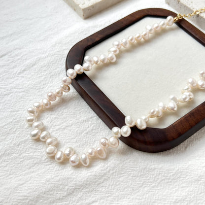 18K Gold Dainty Baroque Pearl Beaded Wedding Choker Necklace,Minimalist Elegant Bridal Jewelry,Bridesmaid Gift,Christmas Gift,Birthday Gift