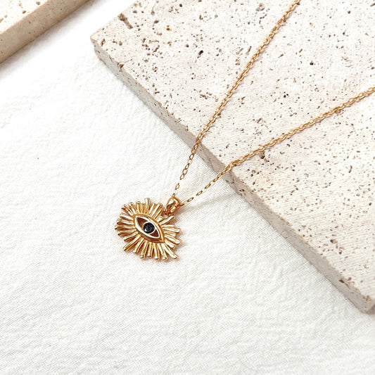 18K Gold Black CZ Evil Eye Necklace,Dainty Trendy Protection Amulet Necklace,Minimalist Everyday Good Luck Jewelry,Birthday Gifts For Her