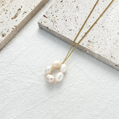Dainty Freshwater Baroque Pearl Beaded Flower Necklace,Minimalist Everyday Floral Necklace,Bridesmaid Gift,Birthday Christmas Gift For Women