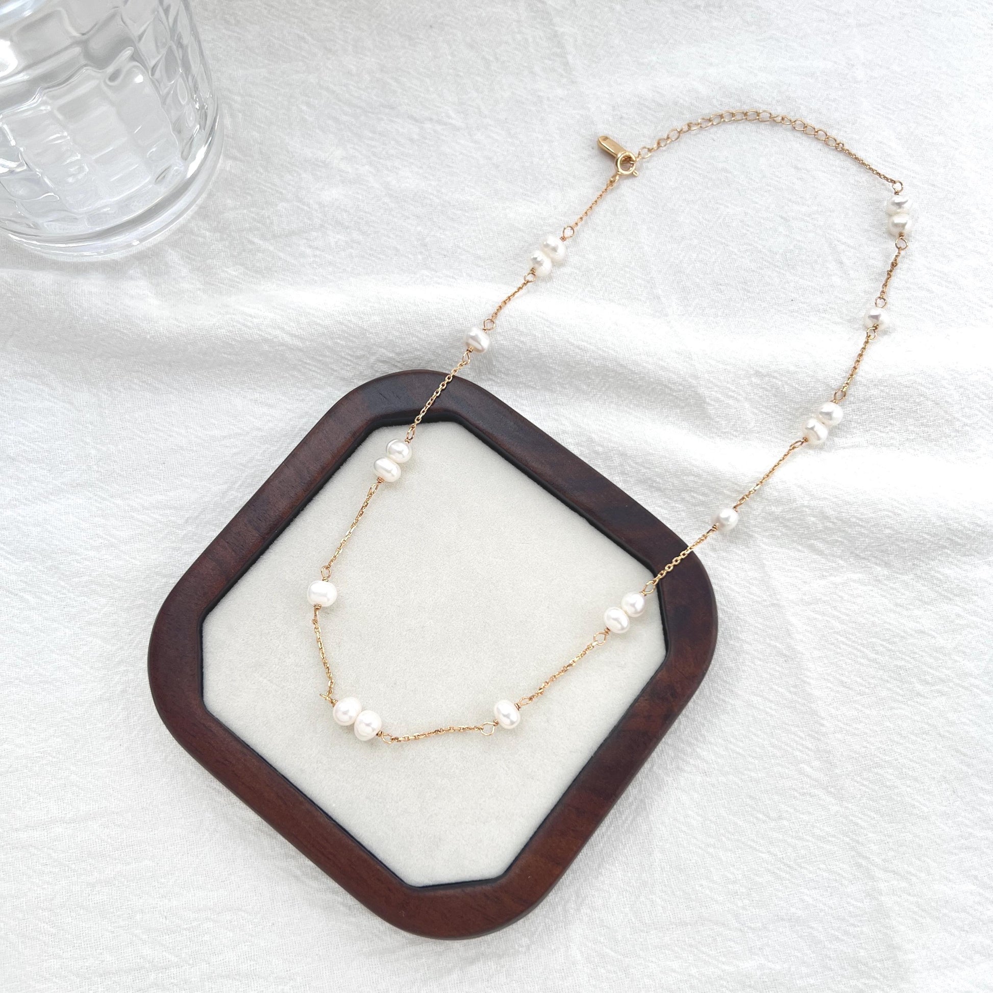 18K Gold Chain Dainty Baroque Pearl Wedding Necklace,Minimalist Tiny Pearl Choker,Bridal Necklace,Bridesmaid Gift,Christmas Gift For Her