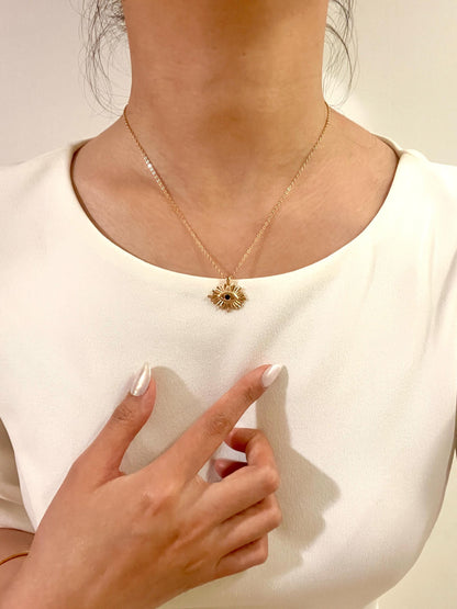 18K Gold Black CZ Evil Eye Necklace,Dainty Trendy Protection Amulet Necklace,Minimalist Everyday Good Luck Jewelry,Birthday Gifts For Her