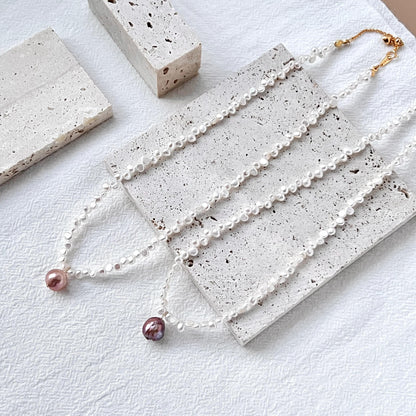 Dainty Freshwater Baroque Pearl Beaded Zigzag Necklace,Minimalist Dainty Interlaced Pearl Bead Choker,Wedding Bridal Jewelry,Birthday Gifts