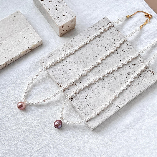 Dainty Freshwater Baroque Pearl Beaded Zigzag Necklace,Minimalist Dainty Interlaced Pearl Bead Choker,Wedding Bridal Jewelry,Birthday Gifts