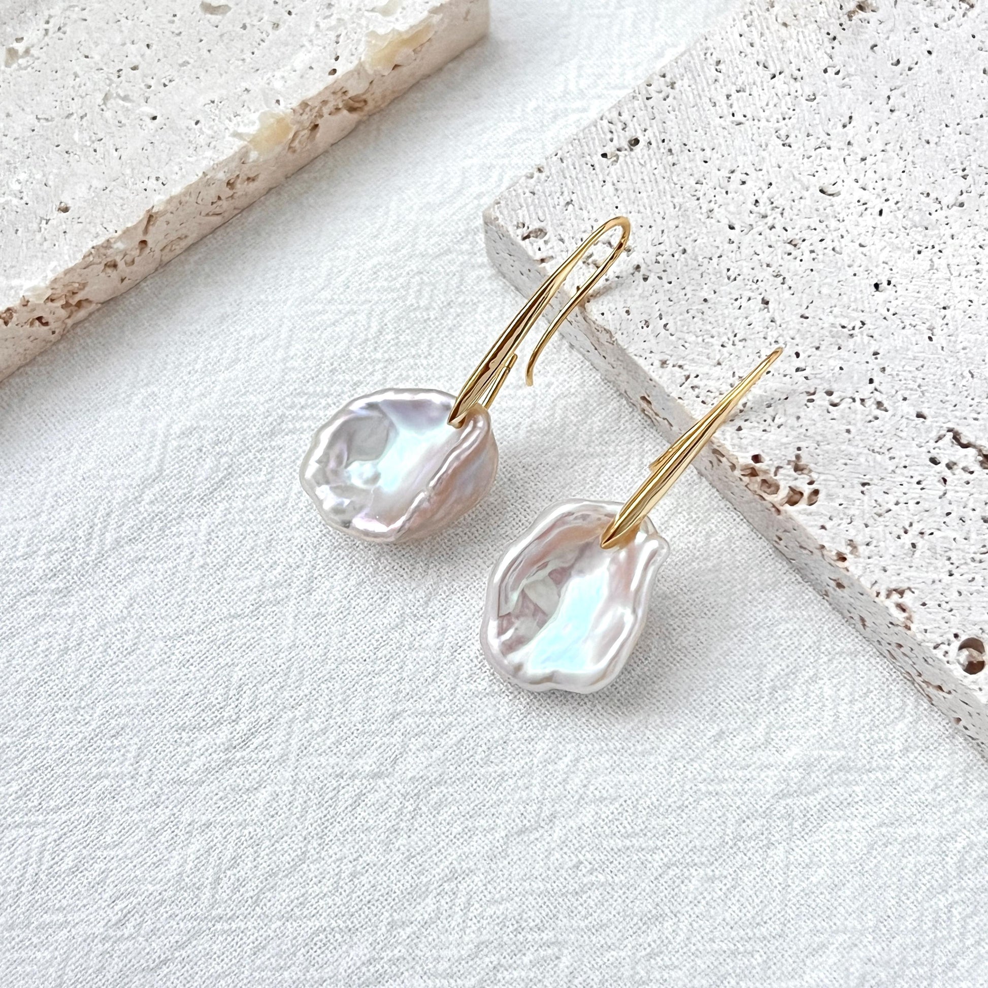 Keshi Pearl Drop Earrings,Baroque Freshwater Pearl Wedding Earrings,Gold Long Hook Earrings,Elegant Bridal Jewelry,Birthday Christmas Gifts
