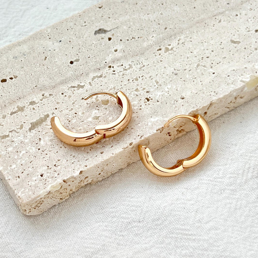 18K Gold Chunky Huggie Hoop Earrings,Small Thick Earrings Hoop,Minimalist Everyday Simple Hoops,Birthday Anniversary Dainty Gifts For Her