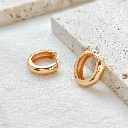 18K Gold Chunky Huggie Hoop Earrings,Small Thick Earrings Hoop,Minimalist Everyday Simple Hoops,Birthday Anniversary Dainty Gifts For Her