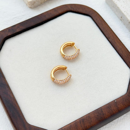 minimalist 18k gold cz hoop earrings modern design versatile jewelry

