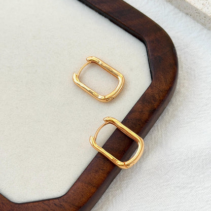 minimalist 18k gold rectangular hoop earrings versatile modern accessory
