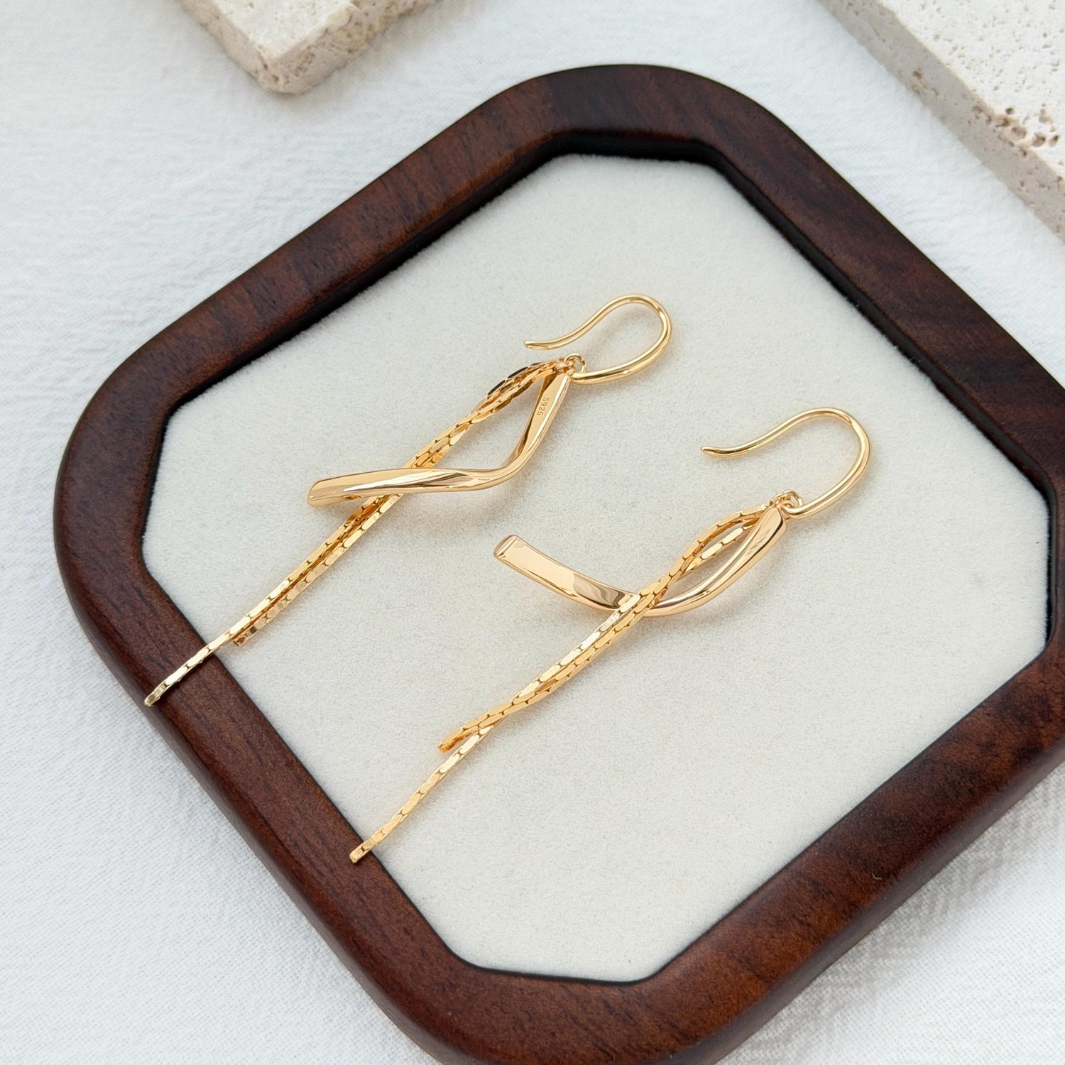 18K Vintage Gold Tassel Drop Dangle Earrings,Minimalist Dainty Linear Modern Earrings,Elegant Wedding Evening Jewelry,Birthday Gift For Her