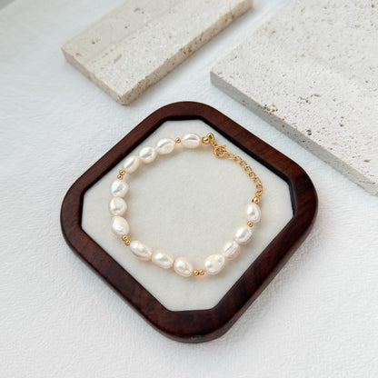 gift ready 18k gold baroque pearl bracelet elegant jewelry packaging
